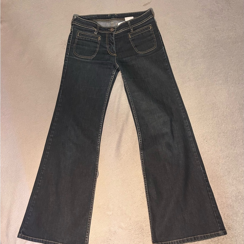 P&Y Denim Black Flare Wide Leg Jeans